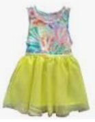 Cat & Jack Girl's Tie-Dye Tank Top Dress, Bumble Bee Yellow Tutu, 5T