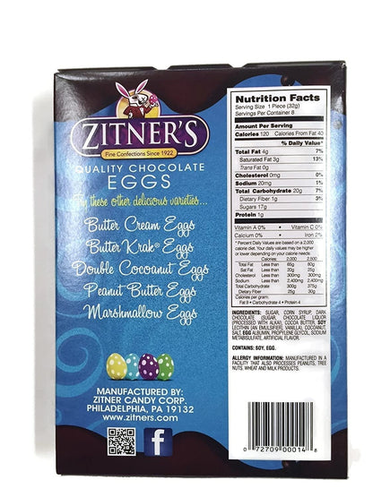 Zitner's Chocolate Eggs Variety Pack: Cocoanut Cream, Peanut Butter, Butter Krak, 8 Eggs, 3 Count 9 oz. Boxes, 1 box of Each Flavor