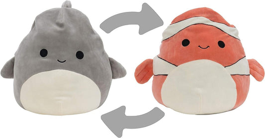 Squishmallows Official Kellytoy Plush 12" Limited Edition Flip-A-Mallows, Gordon The Shark and Ricky The Clownfish- Ultrasoft Stuffed Animal Plush Toy