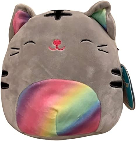 Squishmallows Official Kellytoys Plush 8 Inch Tally the Cat, rainbow belly, Ultimate Soft Stuffed Toy