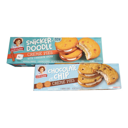 Little Debbie Snickerdoodle Creme Pies with Cinnamon Sugar and Chocolate Chip Creme Pies, 2 Pack Bundle