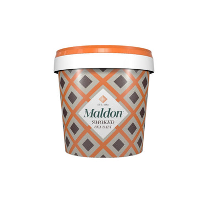 Maldon Salt, Smoked Sea Salt Flakes, 1.1 lb (500 g), Bulk Tub, Kosher, Natural, Gently Smoked Over Oak, Handcrafted, Gourmet, Pyramid Crystals