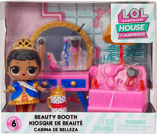 L.O.L. Surprise! OMG House of Surprises Beauty Booth Playset with Her Majesty Collectible Doll and 8 Surprises, Dollhouse Accessories, Holiday Toy, Great Gift for Kids Ages 4 5 6+ Years & Collectors