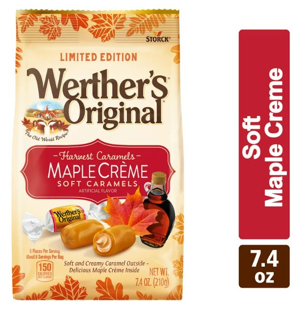 Werthers Original Maple Creme Soft Candies Pack of 3 Bags - Werthers Soft Caramel Candy, Werthers Maple Cream Soft Caramels 7.4 oz each