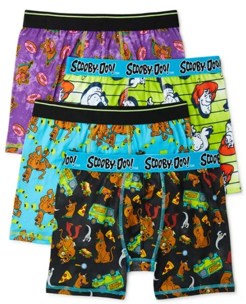 Scooby-Doo Boys’ Boxer Brief Underwear, 4-Pack, Size 4