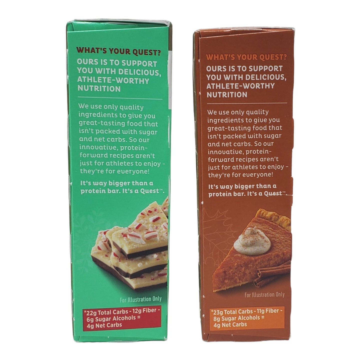 Putt Pantry Quest Pumpkin Pie and Peppermint Bark 2 Pack Seasonal Limited Edition Flavors, Includes 8 Protein Bars