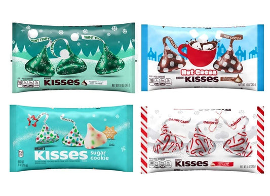 Hersheys Kisses Seasonal Chocolate Variety Pack - Sugar Cookie, Mint Truffles, Candy Cane, and Hot Cocoa - 36 oz Total - Individually Wrapped