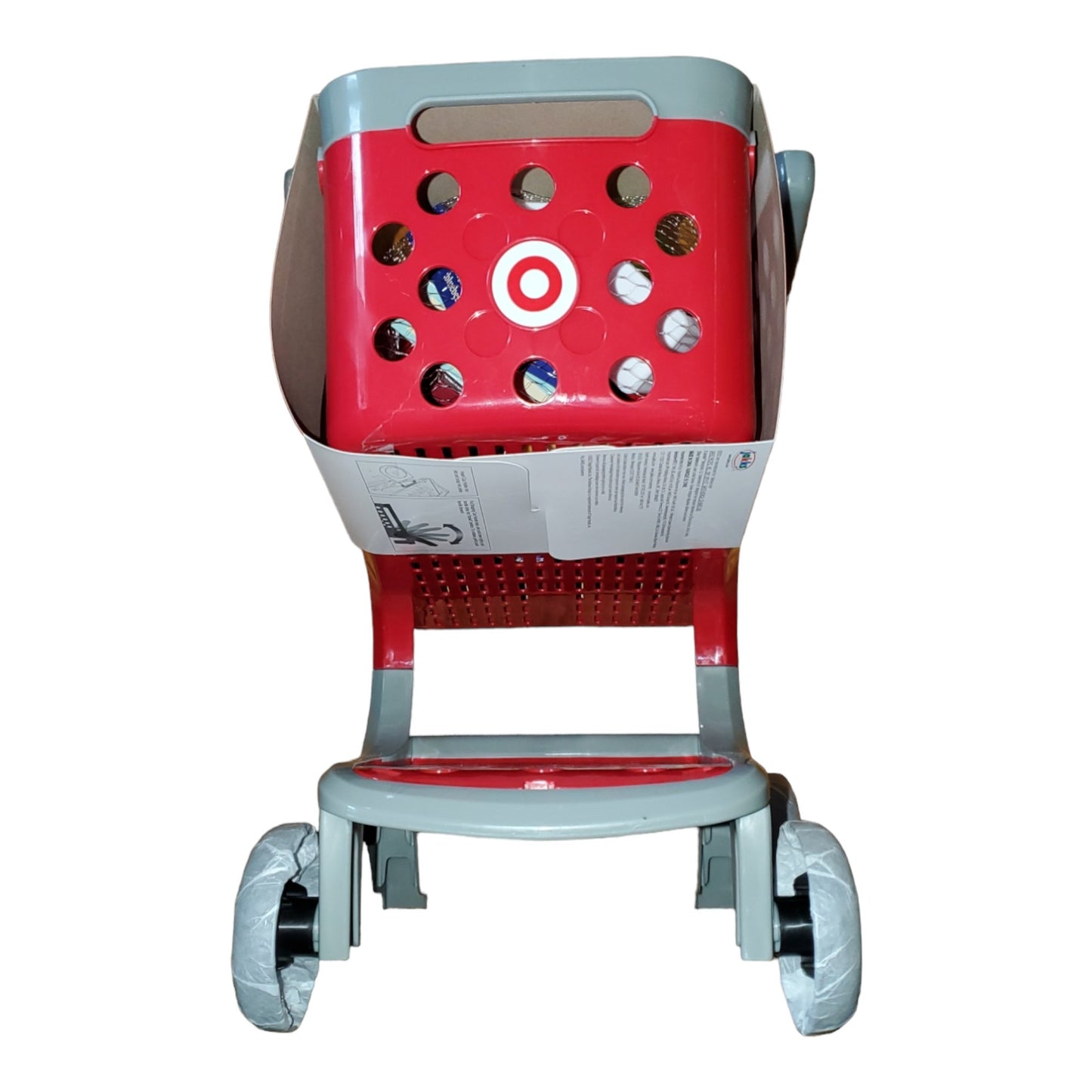 Kids Target Shopping Cart with Milk Fruit Pasta Snacks