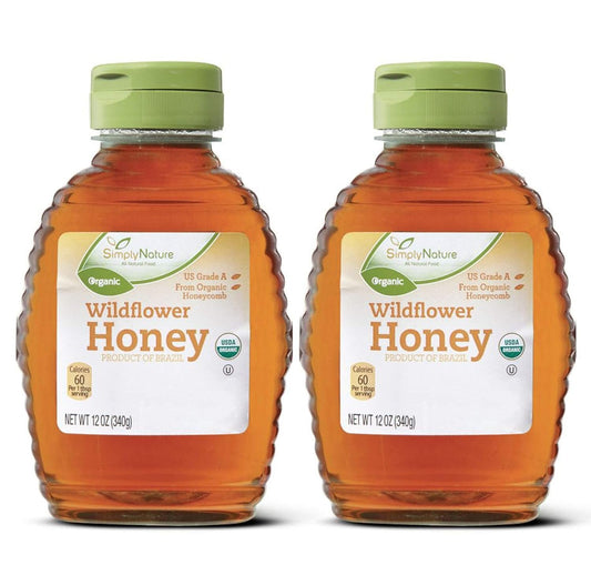 SIMPLY NATURE 2 Pack Wildflower Honey Organic Certified Grade A (2) 12 oz bottles