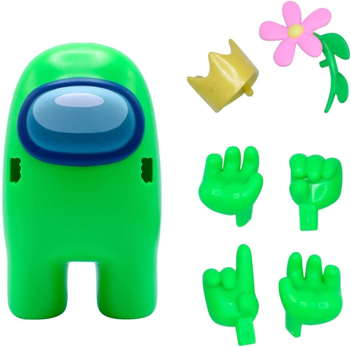 Just Toys LLC Among Us Action Figures Series 2 Green Action Figure w/Crown and Pink Flower