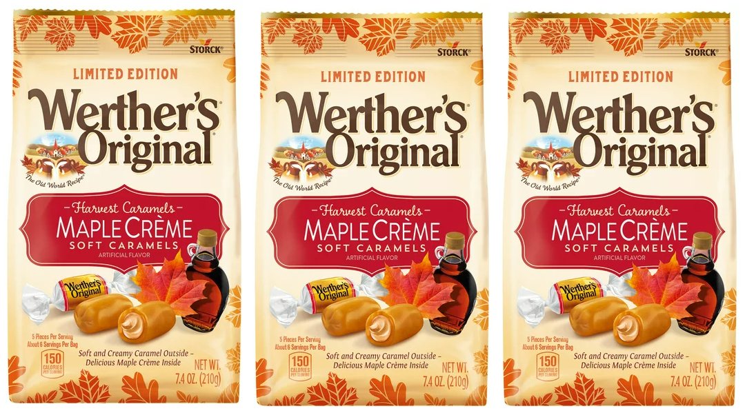 Werthers Original Maple Creme Soft Candies Pack of 3 Bags - Werthers Soft Caramel Candy, Werthers Maple Cream Soft Caramels 7.4 oz each