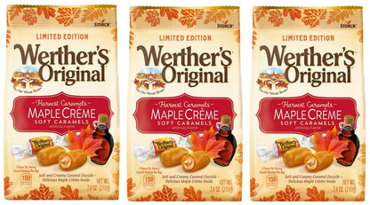 Werthers Original Maple Creme Soft Candies Pack of 3 Bags - Werthers Soft Caramel Candy, Werthers Maple Cream Soft Caramels 7.4 oz each