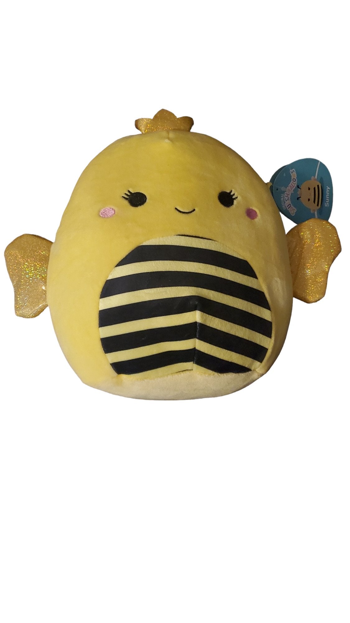 Squishmallows 8" Sunny the Queen Bee with Gold Sparkle Wings and Crown, Special Edition Official Kellytoy