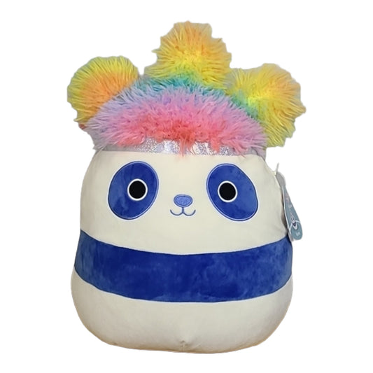 Squishmallows Squishdoos Keren 14 inch Blue Panda Plush Toy with Rainbow Hair Tuft