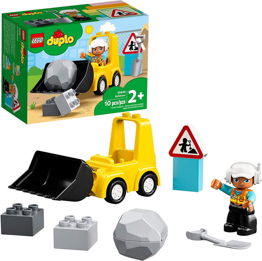 LEGO DUPLO Construction Bulldozer 10930 Mini Bulldozer Truck Set; Construction Toy for Kids Aged 2 and Up; Small Bulldozer Toy and Construction Worker Playset for Toddlers (10 Pieces)