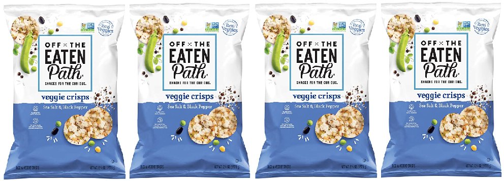 Off the Eaten Path Veggie Crisps, Sea Salt & Black Pepper, Real Rice and Veggies, 6.25 oz per Bag, Pack of 4 bags