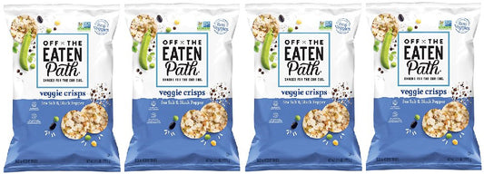 Off the Eaten Path Veggie Crisps, Sea Salt & Black Pepper, Real Rice and Veggies, 6.25 oz per Bag, Pack of 4 bags