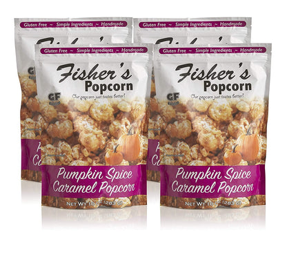 Fisher's Popcorn Pumpkin Spice Caramel 4 Pack - Limited Fall Flavor