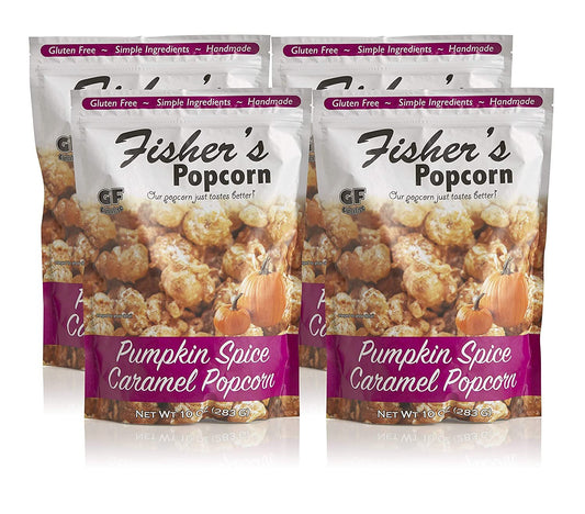 Fisher's Popcorn Pumpkin Spice Caramel 4 Pack - Limited Fall Flavor