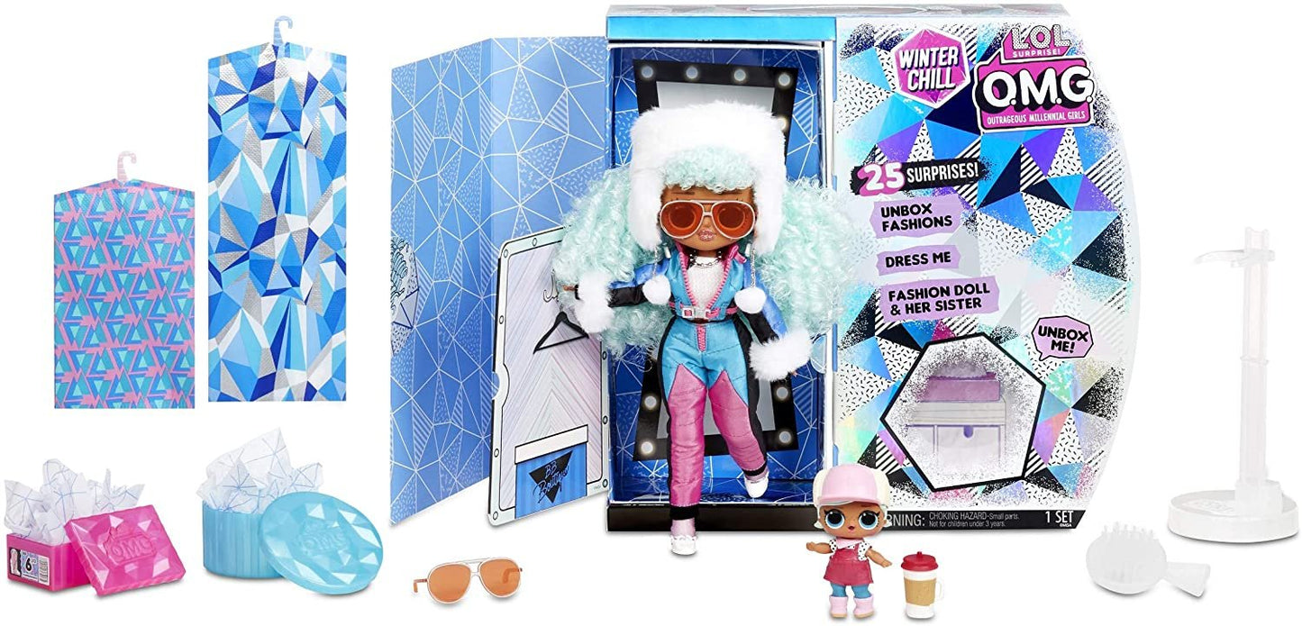 L.O.L. Surprise! O.M.G. Winter Chill ICY Gurl Fashion Doll & Brrr B.B. Doll with 25 Surprises (570240)
