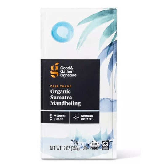 Signature Coffee Organic Sumatra Mandheling Medium Roast Ground Coffee - 12oz (One Package)