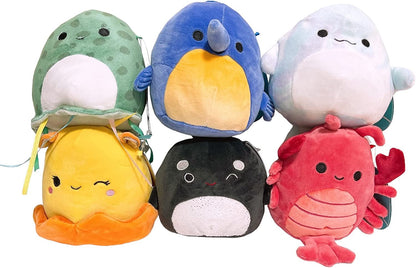 Squishmallows Kellytoy Sea Life Squad 5" Mini Set of 6 Plush Doll