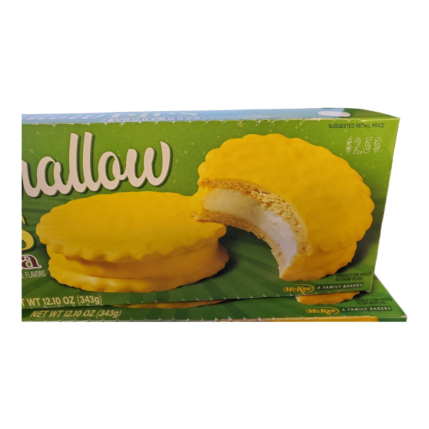 Little Debbie Banana Marshmallow Pies, 2 boxes 12.10 oz each, 8 sandwhich cookies each, 16 pies total