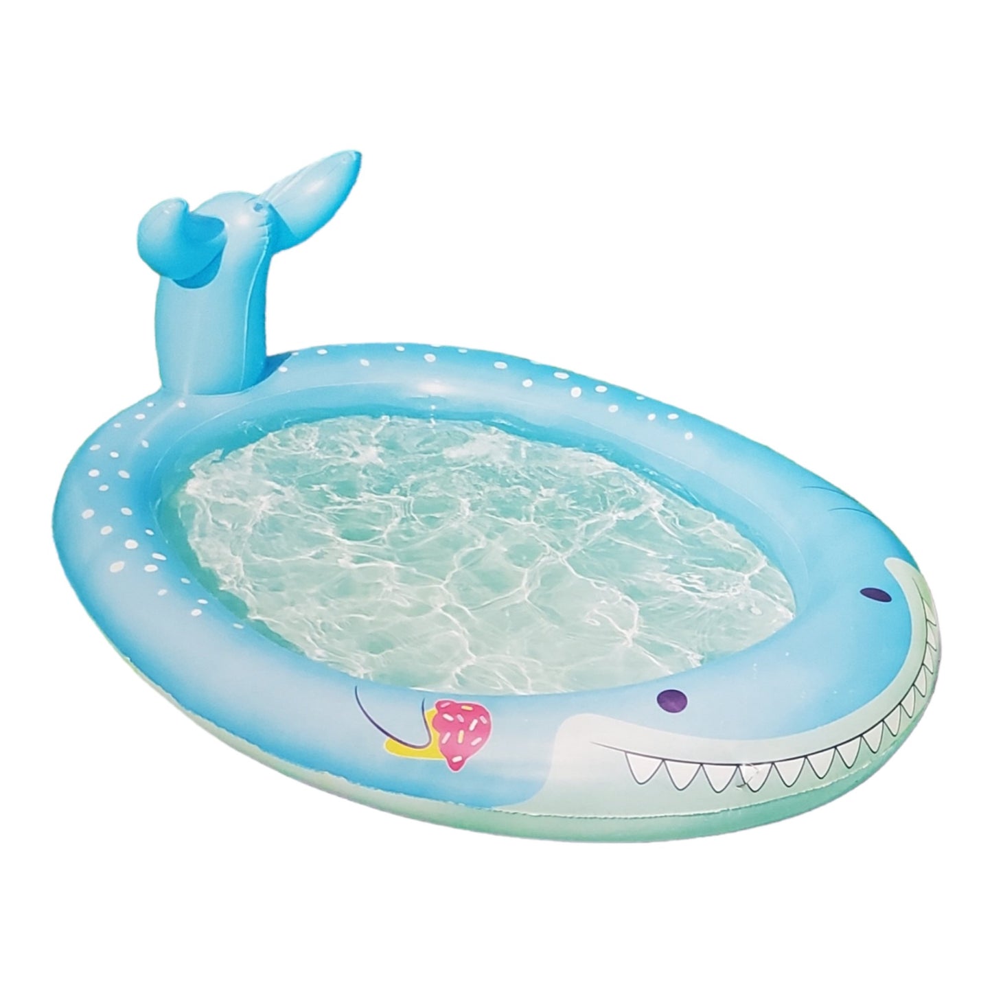 Inflatable Shark Pool with Fin Water Sprayer for Summer Time Fun at Home_8008