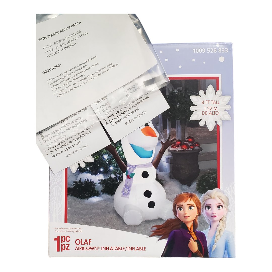 Disney Frozen Olaf with Scarf 4 ft Airblown Inflatable with 2 repair patches