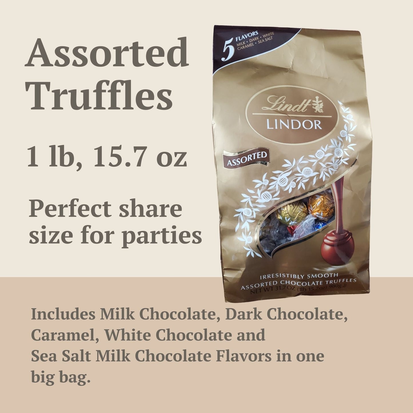 Putt Pantry Truffles Assorted Chocolate Giftable Bag - 5 Truffle Varieties- 1 lb  15.7 oz - Includes Truffle Recipe Card