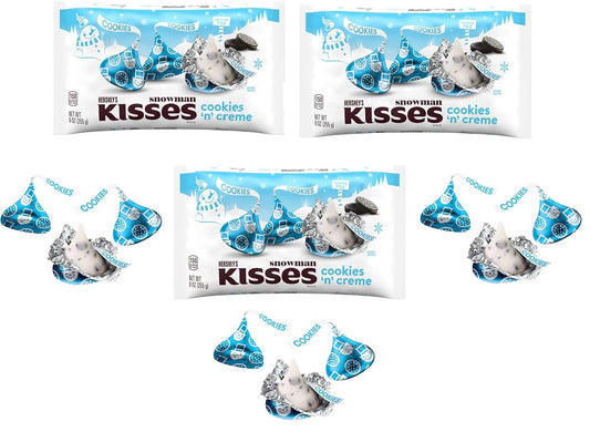 Hershey's Kisses Snowman Cookies 'n' Crème Christmas Candy, 27oz Total , Holiday Treat