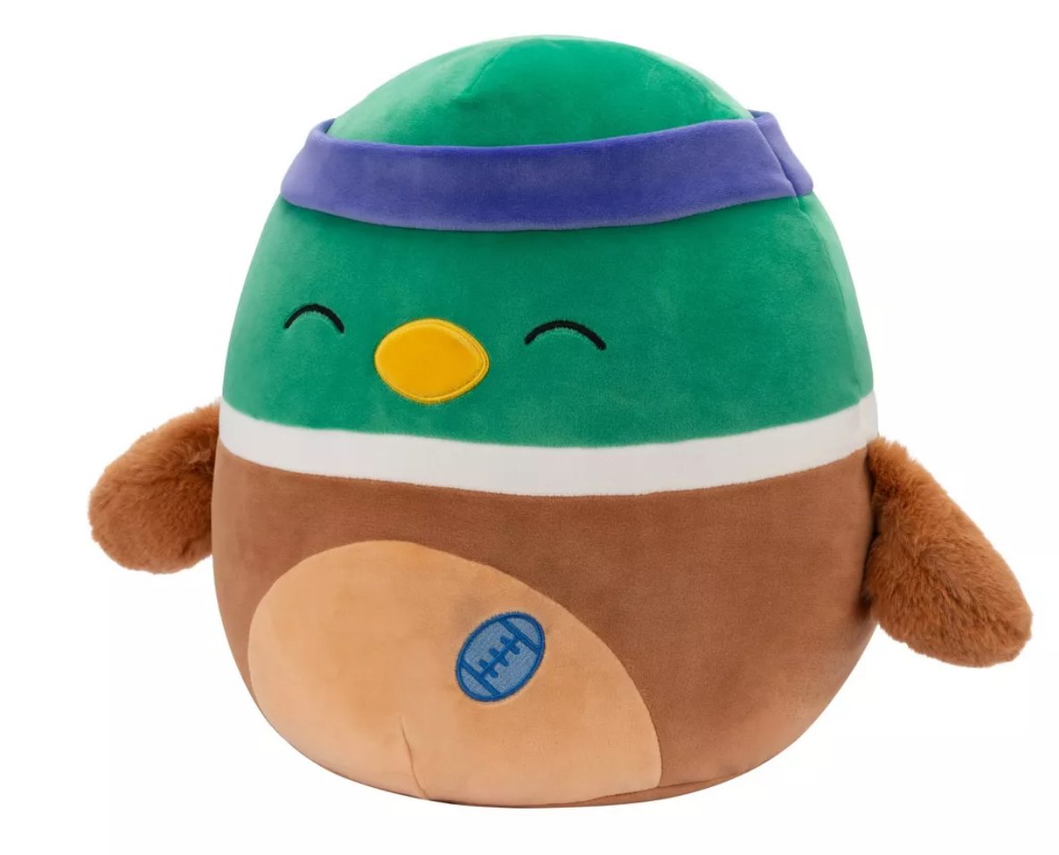 Squishmallows 12" Avery Mallard Duck with Sweatband and Rugby Ball Medium Plush