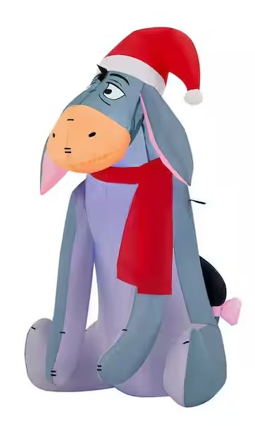 Eeyore With Santa Hat Holiday Christmas Airblown Inflatable, 3.5 Feet Tall, includes 2 repair patches