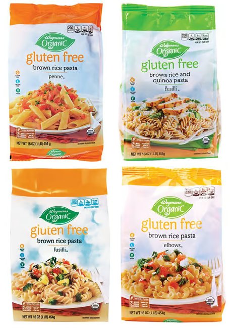 Wegmans Organic Vegan Pasta Bundle: Gluten Free Brown Rice Pasta Penne, Elbows, Fusilli, and Brown Rice and Quinoa Fusilli - 4 bags, 16 oz each, 4 pounds in total