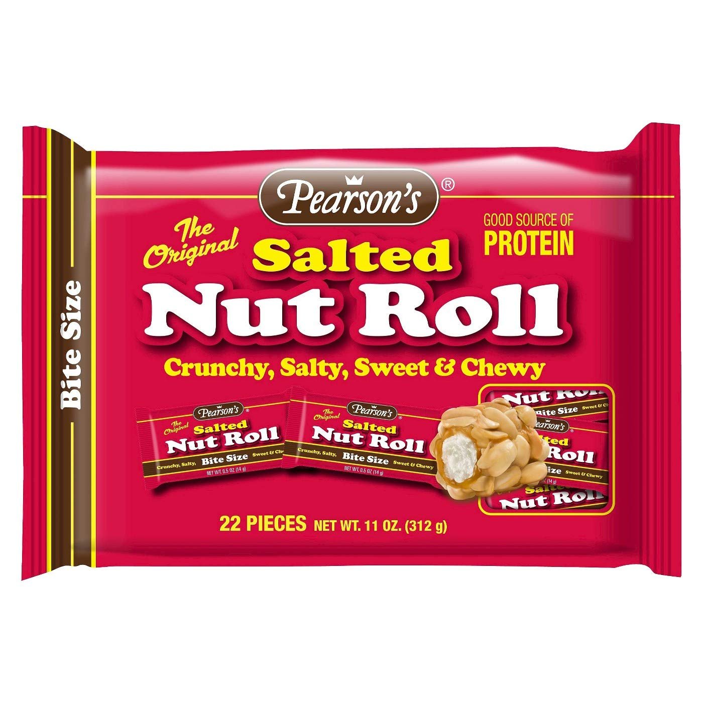 Pearsons Salted Nut Roll Bite Size Pieces 11oz bag contains approx 22 pcs