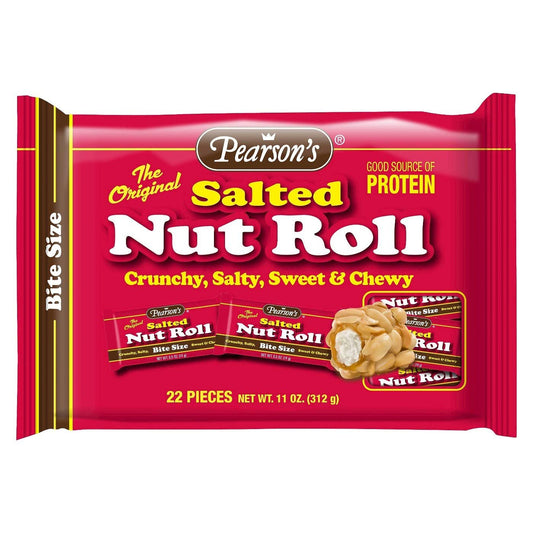 Pearsons Salted Nut Roll Bite Size Pieces 11oz bag contains approx 22 pcs
