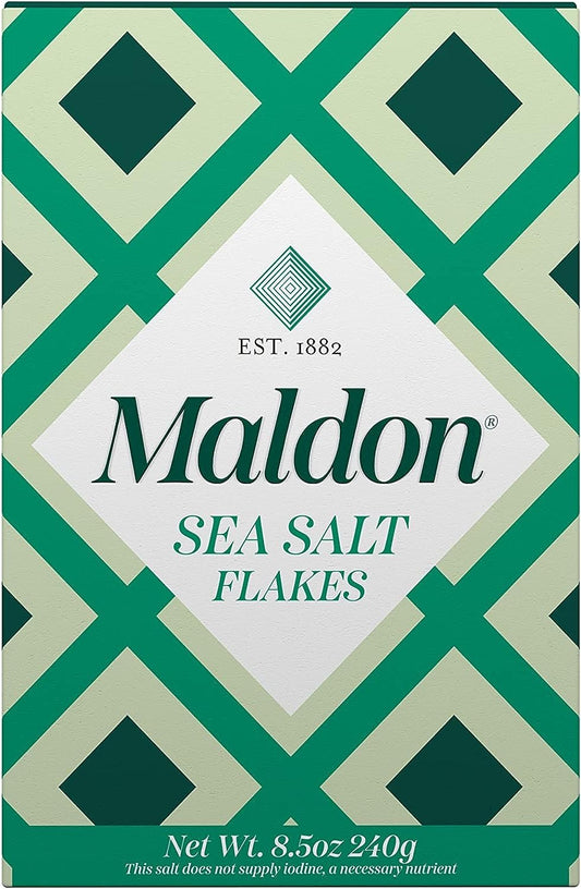 Maldon Salt, Sea Salt Flakes, 8.5 oz (240 g), Kosher, Natural, Handcrafted, Gourmet, Pyramid Crystals
