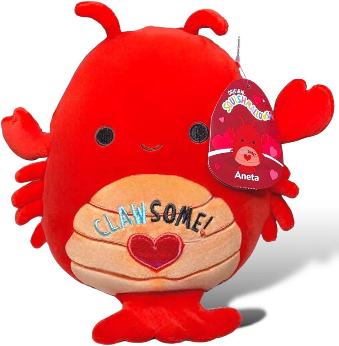 Squishmallows 8 Inch Aneta The Lobster Plush with Clawsome On Belly - Join The 2023 Valentine's Day Squad Stuffed Animal Toys