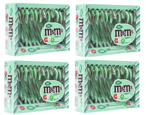 M&Ms Candy Canes Chocolate Mint Flavor 12 Count 5.3 oz boxes (PACK OF 4)
