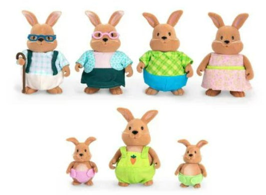 Li’l Woodzeez Miniature Animal Figurine Set - Cottonball Rabbit Family