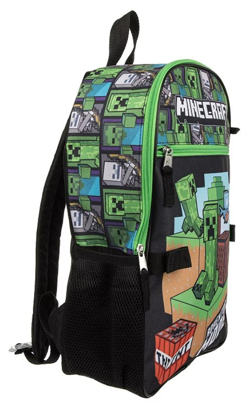 Minecraft Backpack, Lunch Kit, Utility Case, Carabiner, Keychain 5 pc School Combo
