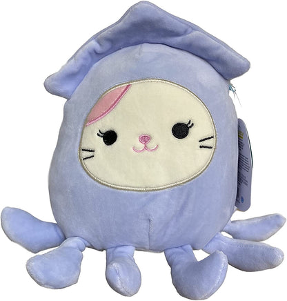 Squishmallows Official Kellytoy Squishy Soft Plush Toy Animal (7.5 Inch, Karina The Cat The Squid Custome)