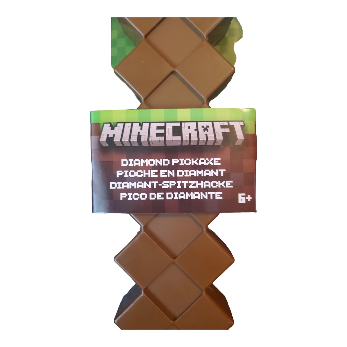 Minecraft Diamond Pickaxe, 14 inches long, handle is 9.5 inches wide