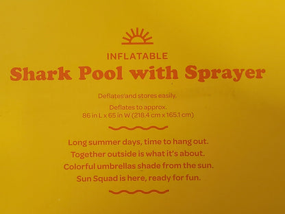 Inflatable Shark Pool with Fin Water Sprayer for Summer Time Fun at Home_8008