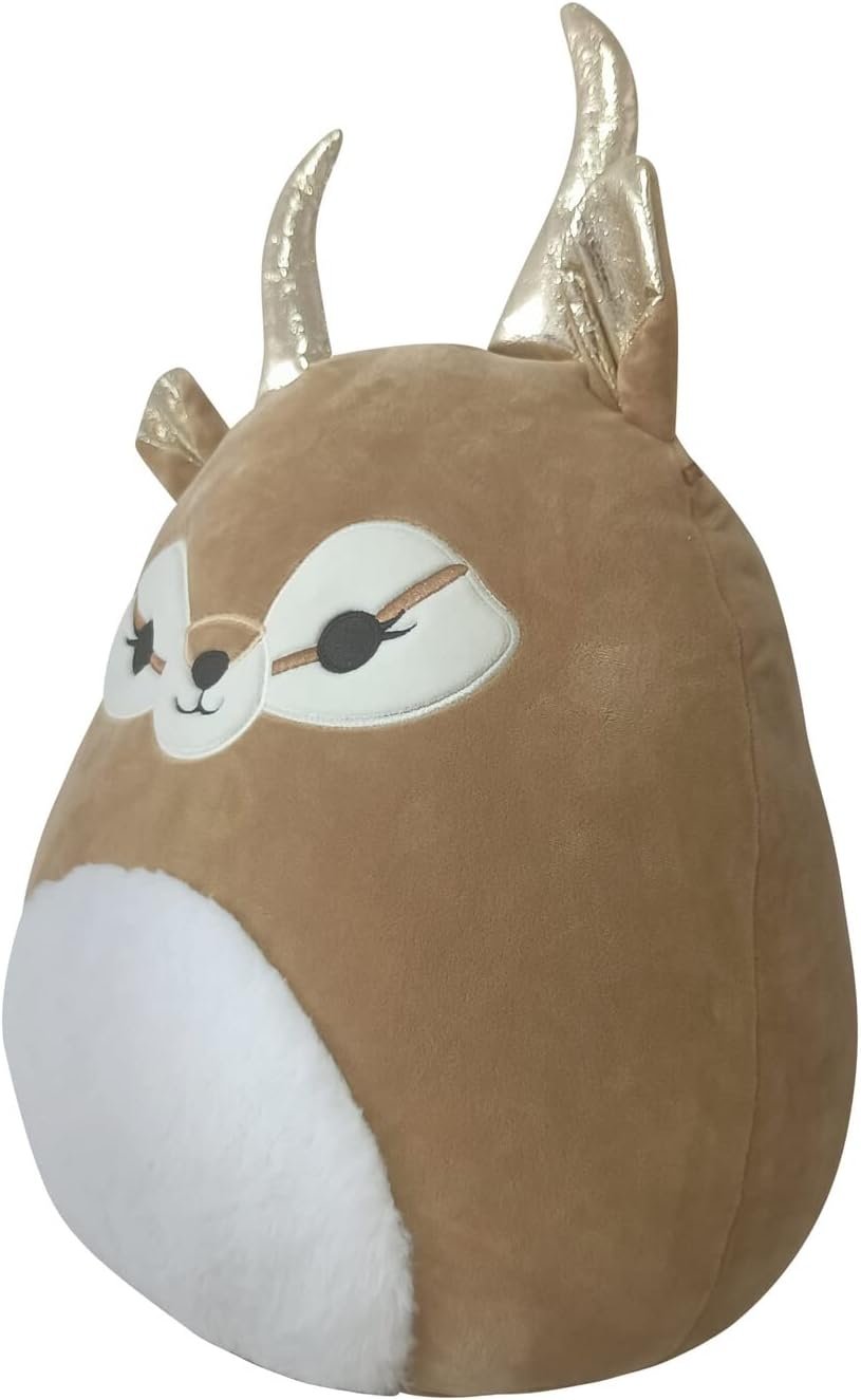 Squishmallows Rare Kieli Antelope 12 inch Super Soft Plush Animal, Tan wish Plush White Belly and Gold Horns