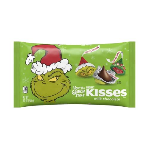 Holiday KISSES Milk Chocolate with Grinch Foils 9.5 oz. bag (3 pack)