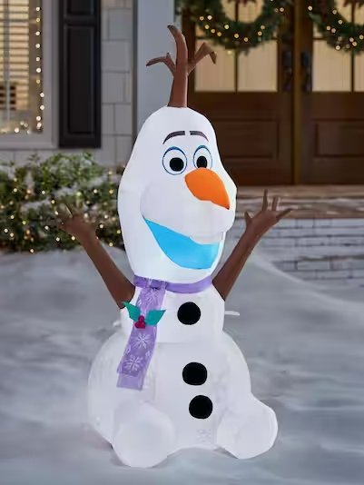 Disney Frozen Olaf with Scarf 4 ft Airblown Inflatable with 2 repair patches
