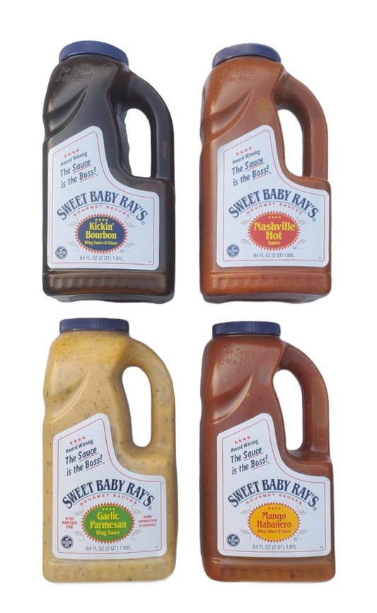 Grill King Sauce Bundle | Sweet Baby Ray Kickin Bourbon | Nashville Hot | Garlic Parmesan | Mango Habanero