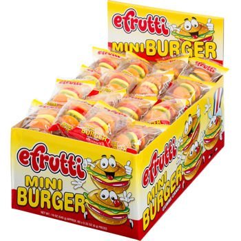 Efrutti Mini Burger, 60 pc pack, Gummy Candy, Individually Wrapped Mini Burgers