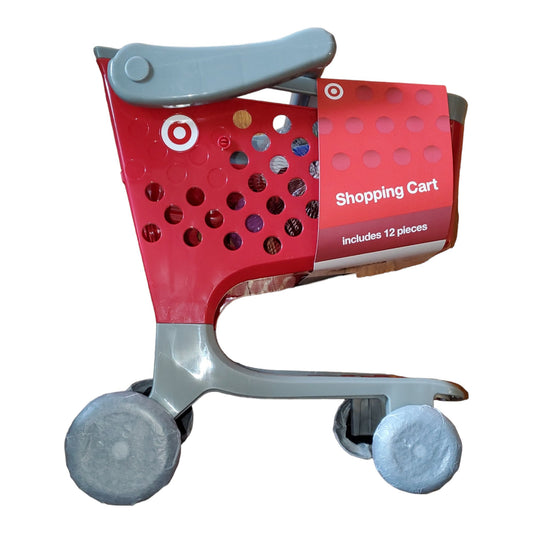 Kids Target Shopping Cart with Milk Fruit Pasta Snacks